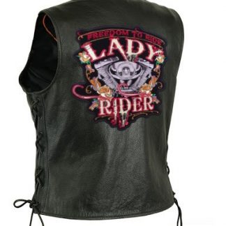 Diamond Plate Leather Vest Lady Biker