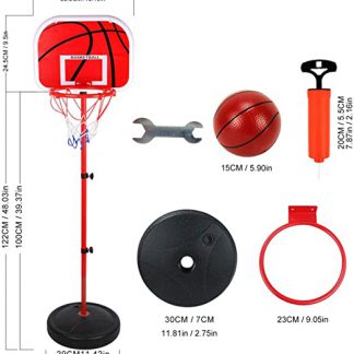 طقم حامل كرة السلة 1.65 متر للأطفال قابل للحمل وطوق كرة سلة صغير قابل للتعديل مع ثلاث كرات للأطفال