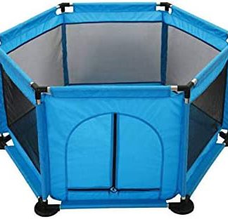 Foldable Baby Kids Playpen Activity Center Room Fitted Floor Baby Kids Safety Protection Care Playpen Tent Crawling Game Folding Fence Toys Bule
