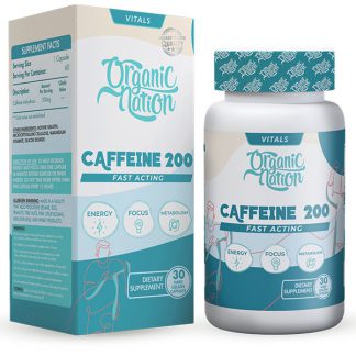 Organic Nation Caffeine 200-30Serv.-30Hard Gelatin Capsules