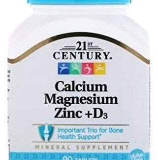 21st Century Calcium Magnesium Zinc+D3-30Serv.-90Tablets