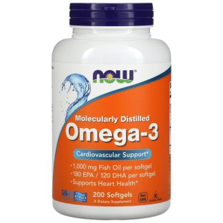 Now Foods Omega-3 Fish oil-100Serv.-200 Softgels