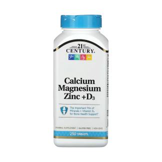 21st Century Calcium Magnesium Zinc+D3-83Serv.-250Tablets